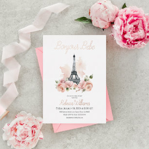 Invitation En Aluminium Paris Bonjour Bebe Baby shower Floral Parisien
