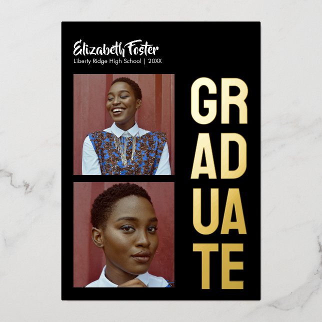 Invitation En Aluminium Parti de graduation de la typographie moderne Bold (Recto)