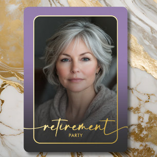 Invitation En Aluminium Parti de retrait photo minimaliste violet moderne