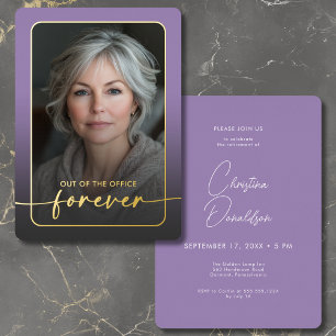 Invitation En Aluminium Parti de retrait photo minimaliste violet moderne