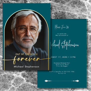 Invitation En Aluminium Parti de retraite minimaliste Turquoise moderne