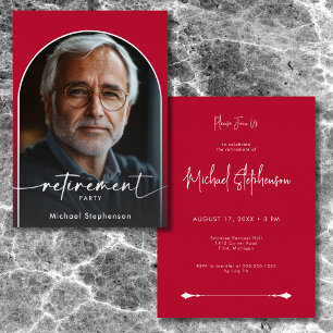 Invitation En Aluminium Parti de retraite rouge minimaliste moderne