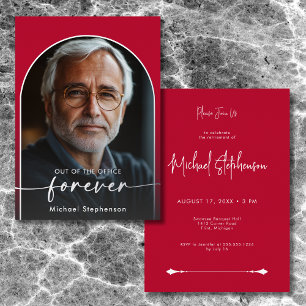 Invitation En Aluminium Parti de retraite rouge minimaliste moderne