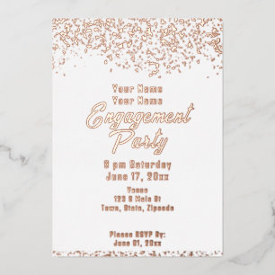 Invitation En Aluminium Parti d'engagement Gold Foil blanc et Rose