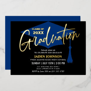 Invitation En Aluminium Parti moderne Golden Black Graduation