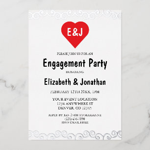 Invitation En Aluminium Partie d'engagement de Monogramme cardiaque rustiq
