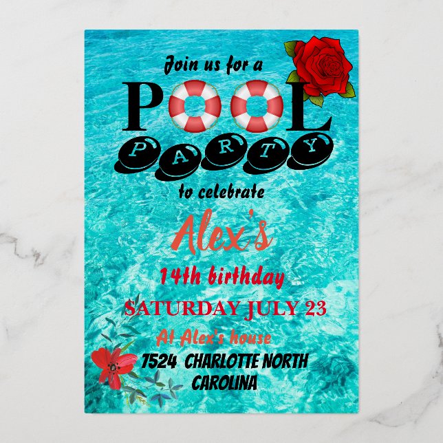 Invitation En Aluminium Partie du pool (Recto)