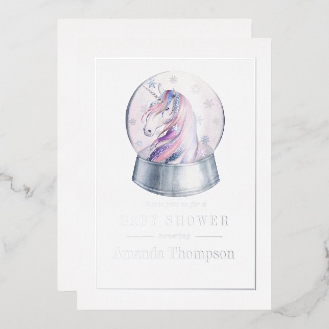 Invitation En Aluminium Parties scintillant aquarelle Baby shower de Noël  (Recto/Verso)