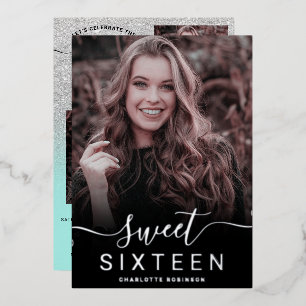 Invitation En Aluminium Parties scintillant argent chic rose ombre 5 photo