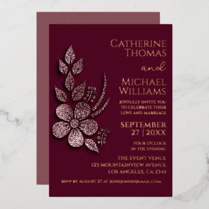 Invitation En Aluminium Parties scintillant d'or Rose moderne et élégant F