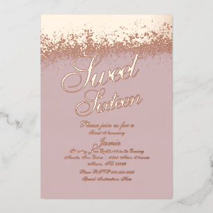 Invitation En Aluminium Parties scintillant en or Rose sweet sixteen 