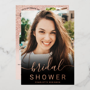 Invitation En Aluminium parties scintillant rose or rose ombre 5 photo nag