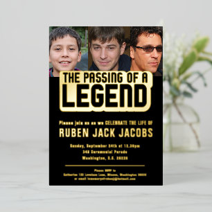 Invitation En Aluminium Passage de la légende funéraire mémorial d'or noir