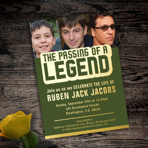 Invitation En Aluminium Passage de la légende funéraire mémorial d'or vert