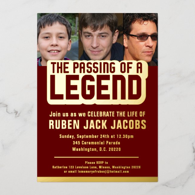 Invitation En Aluminium Passage des funérailles de légende feuille de mémo (Recto)