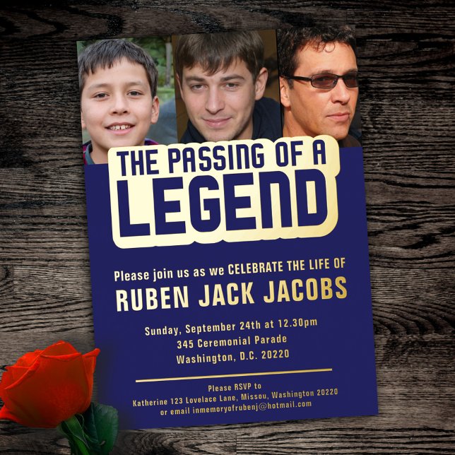 Invitation En Aluminium Passage d'une légende funéraire photo mémorial ble (Créateur téléchargé)