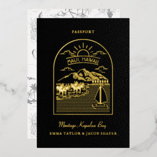 Invitation En Aluminium Passeport mariage de destination Enregistrer la da