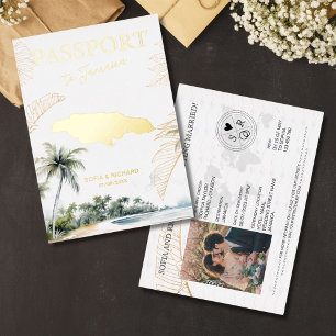 Invitation En Aluminium Passeport Or Mariage Destination Jamaïque