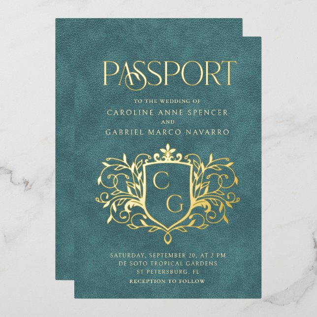 Invitation En Aluminium Passport Wedding (Recto/Verso)