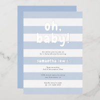 Pastel Blue Stripes Oh Baby Boy Douche Argent