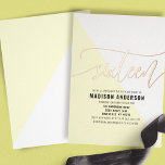 Invitation En Aluminium Pastel Jaune Couleur Bloc Doux 16 Anniversaire Fêt<br><div class="desc">Célébrez un sweet sixteen de style avec cette invitation joyeuse en papier pâle jaune pastel. Le design moderne présente un motif géométrique chic et des touches dorées chatoyantes,  parfaites pour une célébration lumineuse et joyeuse. Personnalisez avec les détails de votre événement pour créer un souvenir chéri pour vos invités.</div>