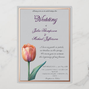 Invitation En Aluminium Pastel Tulip Mariage Suite Typographie élégante