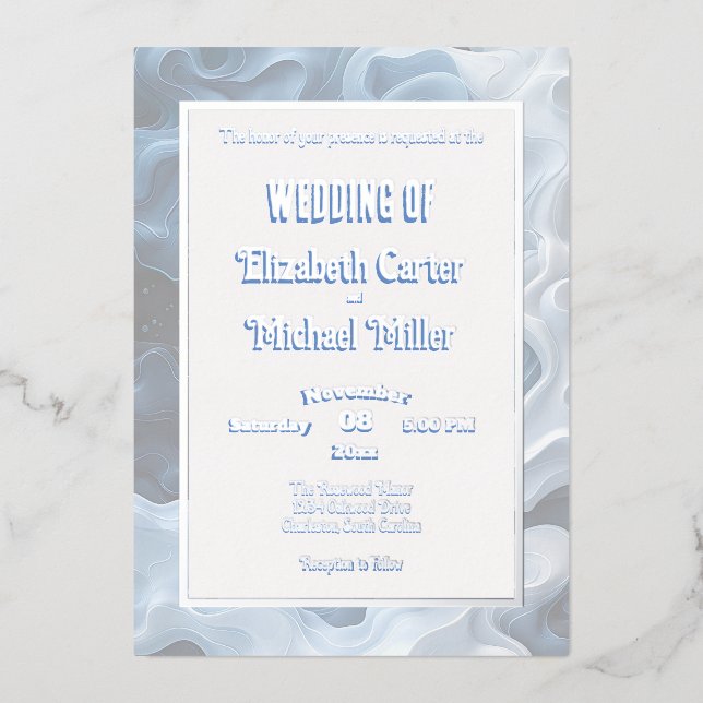 Invitation En Aluminium Pastels bleus modernes chic et originaux (Recto)