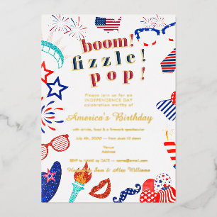 Invitation En Aluminium Patriotique 4 juillet Quatrième Fizzle Pop BBQ