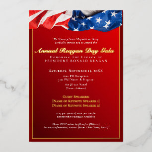 Invitation En Aluminium Patriotique Reagan Day Gala de financement Républi