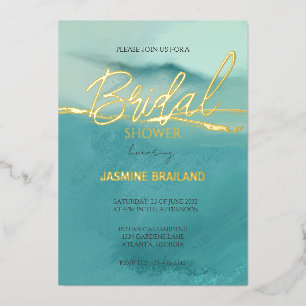Invitation En Aluminium Paysage Abstrait Artistique Fête de Mariage en Or