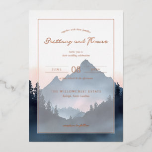 Invitation En Aluminium Paysage de montagne pastel tranquille