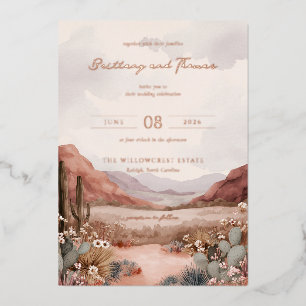 Invitation En Aluminium Paysage désertique à l'aquarelle dans des tons pas