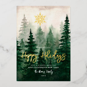 Invitation En Aluminium Paysage Forêt Scène Joyeuses Vacances