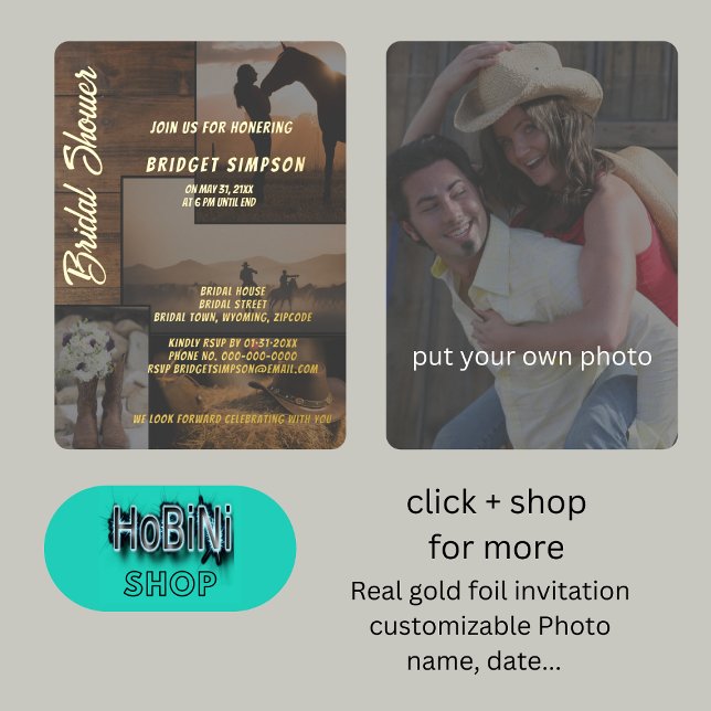 Invitation En Aluminium paysage rustique collage nuptiale douche (rustic country landscape collage bridal shower foil invitation)