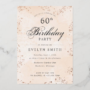Invitation En Aluminium Peach apricot 60e anniversaire fête rose or