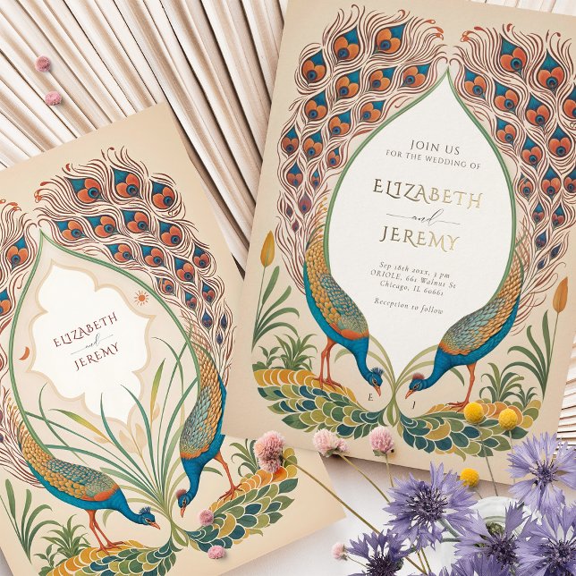Invitation En Aluminium Peacocks (Créateur téléchargé)