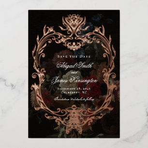 Invitation En Aluminium Peinture de fleurs vintage foncées romantiques pou