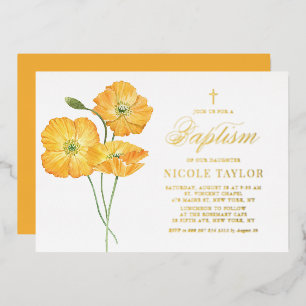 Invitation En Aluminium Pépites d'aquarelle orange Baptême d'été floral