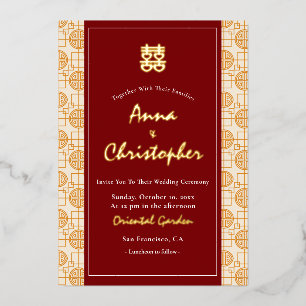 Invitation En Aluminium Peranakan chinois mariage bilingue