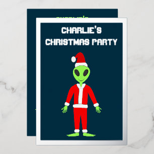 Invitation En Aluminium Père Noël alien UFO Ho Ho personnalisé