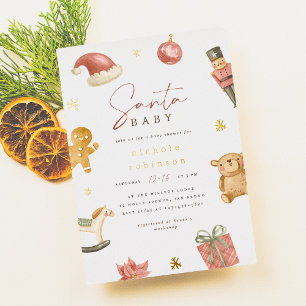 Invitation En Aluminium Père Noël Baby Winter Baby shower de Noël