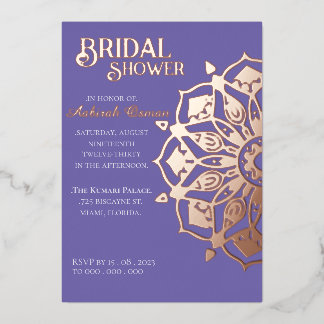 Invitation En Aluminium Périwinkle GoldIndian Henna Fête des mariées Manda