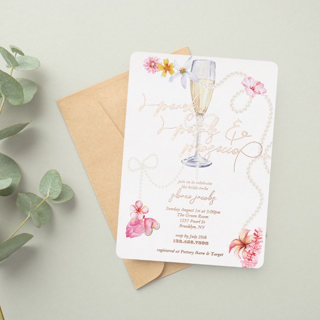 Invitation En Aluminium Perles, pétales + Procureure | Fête des mariées te (Créateur téléchargé)