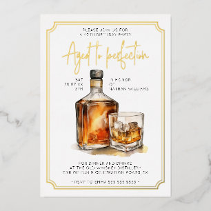 Invitation En Aluminium Personnalisable 40e anniversaire Whiskey Real Gold