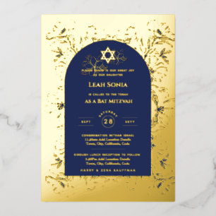 Invitation En Aluminium Personnalisable Bat Bar Mitzvah Événement, Élégant