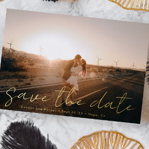 Invitation En Aluminium Personnalisé Noms Modernes Photo Gold Enregistrer 