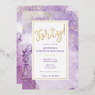 Invitation En Aluminium PERSONNALISÉ - Porter Lavender & Gold Foil Anniver