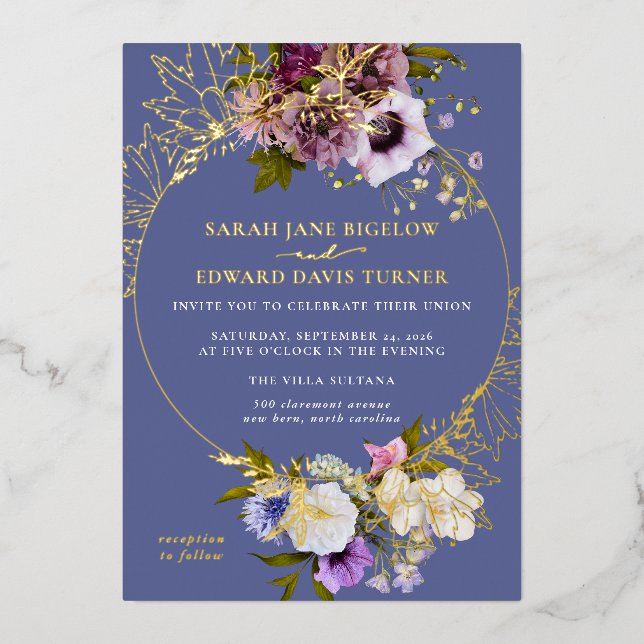 Invitation En Aluminium Pervenche Persane Fleur Plum (Recto)