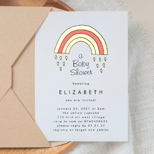 Invitation En Aluminium Petit Au-Dessus Du Baby shower Arc-En-Ciel En Or P