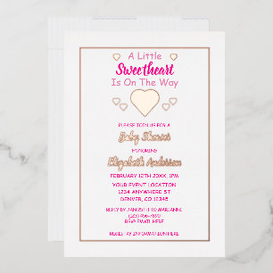 Invitation En Aluminium Petit Baby shower de coeur